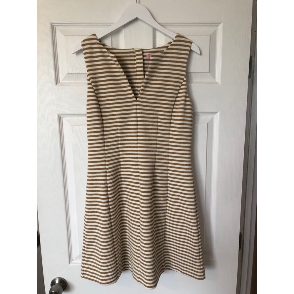 Lilly Pulitzer white and gold striped dress